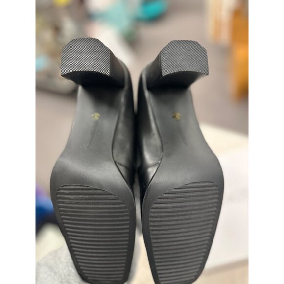 Worthington Black Leather Square-Toe Slip-On Heels 8M - Picture 4 of 6